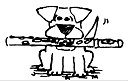 Dog with flute, image by Judy MacDonald